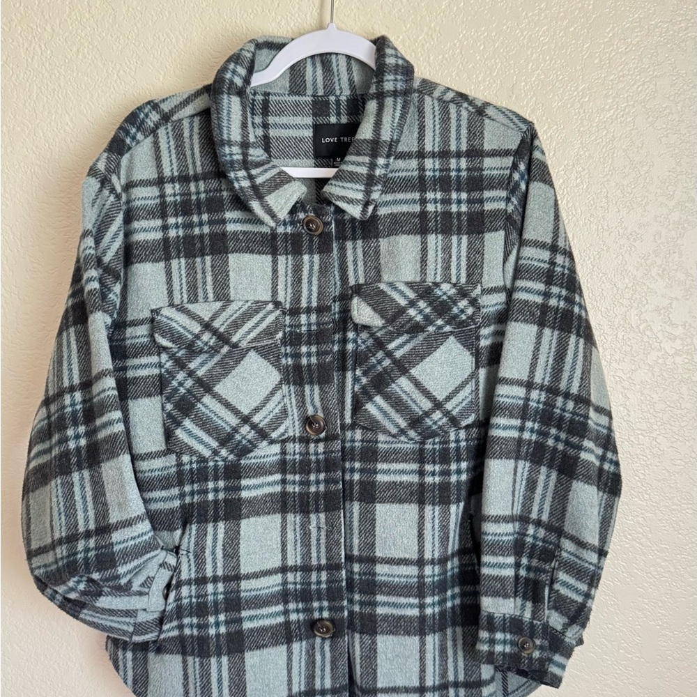 Love Tree Checkered Wool Blend Jacket